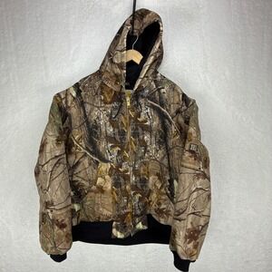 Carhartt Active Hunting Jacket Quilt Lined Mens XL J221 CAP Camo Logo EUC